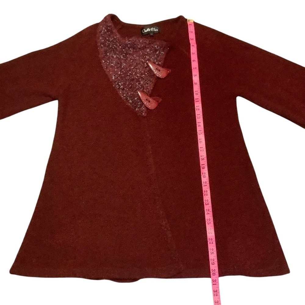 CHERIE BLISS RED LONG SLEEVE BUTTON DETAIL SWEATER/ CARDIGAN/ Size O/S - Picture 9 of 11